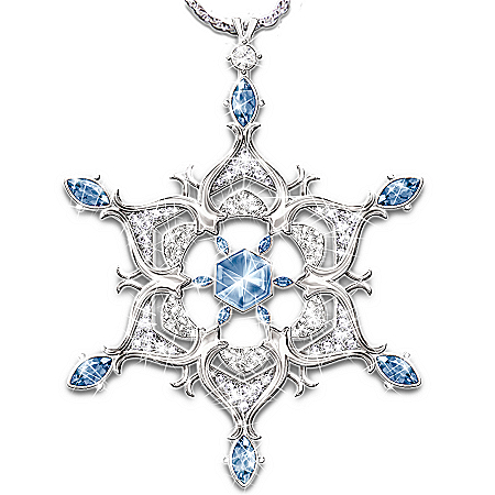 Thomas Kinkade Sterling Silver Sparkling Snowflake Pendant Necklace: Jewelry Gift For Her