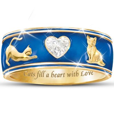 Cats Fill A Heart With Love Enamel Ring