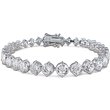 Brilliance Eternity Sterling Silver Diamonesk Bracelet: Jewelry Gift For Her