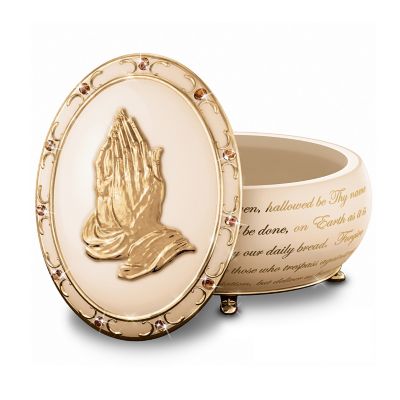 Hands Of Prayer Heirloom Porcelain Prayer Music Box