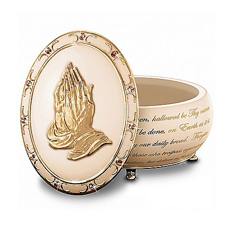 Hands Of Prayer Heirloom Porcelain Prayer Music Box