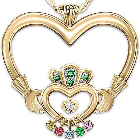 An Irish Mother's Love Personalized Diamond And Birthstone Pendant Necklace