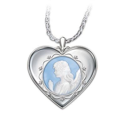 Bless You Granddaughter Angel Cameo Pendant Necklace