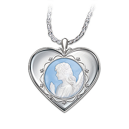 Bless You Granddaughter Angel Cameo Pendant Necklace