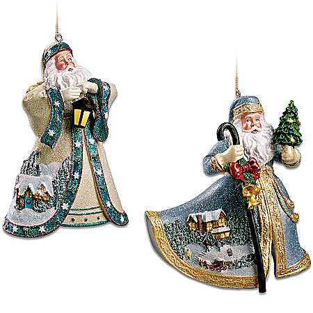 Thomas Kinkade Ornament Set: A Candlelit Welcome And Holiday Wishes
