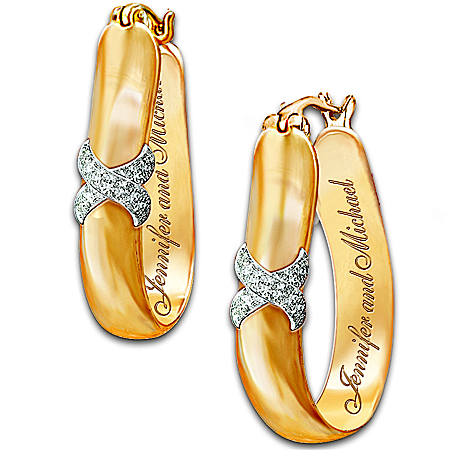Everlasting Kiss Personalized Earrings: Couples Jewelry Gift For Her
