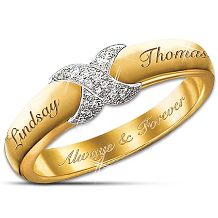 Everlasting Kiss Personalized Diamond Ring: Couples Jewelry Gift For Her