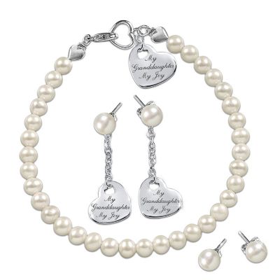 Granddaughter Cultured Pearl Bracelet And Convertible Earrings Set: Grandma's Pearls Of Wisdom