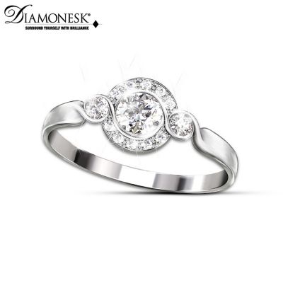 Diamonesk Women's Solid Sterling Silver Ring: Love Comes Full Circle