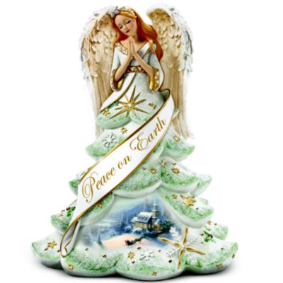 Thomas Kinkade Jeweled Christmas Angel Of Peace Figurine