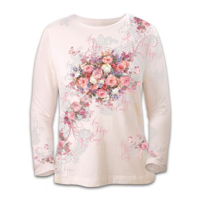 Lena Liu's Artistic Design Breast Cancer Awareness Shirt: Hope Blooms