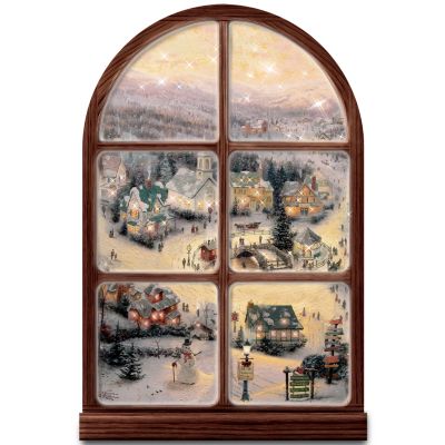 Thomas Kinkade Illuminated Musical Window Wall Decor: Holiday Lights