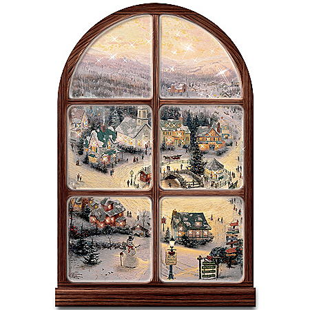 Thomas Kinkade Illuminated Musical Window Wall Decor: Holiday Lights