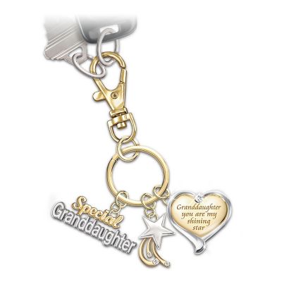 My Granddaughter, My Shining Star Engraved Collectible Key Chain: Gift For Granddaughter