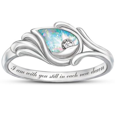 Diamond And Created Opal Womens Ring: I Am With You Still