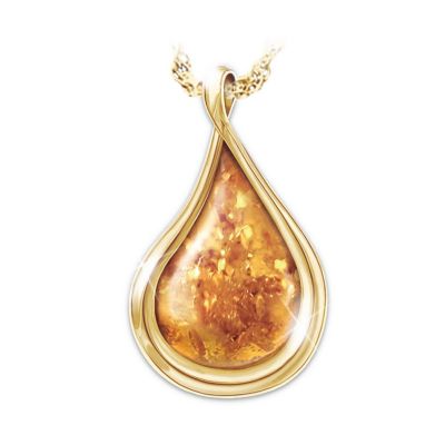 Wellness Promoting Amber Stone Pendant Necklace: Nature's Golden Treasure