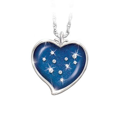 Solid Sterling Silver And Swarovski Crystal Pendant Necklace: Stars Of Heaven