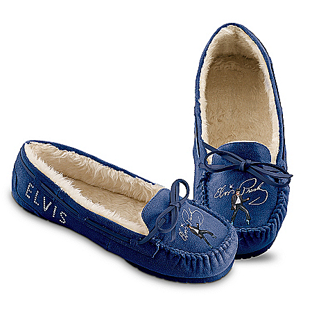 Elvis Presley Genuine Suede Women's Moccasins: Blue Suede Shoes