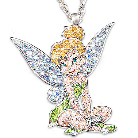 Disney Tinkerbell Crystal Pave Pendant Necklace: Am I Cute Or What?