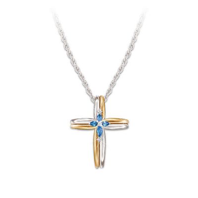 The Trinity Sapphire and Diamond Cross Pendant Necklace