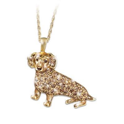 Best In Show Dog Lovers Dachshund Crystal Pendant Necklace