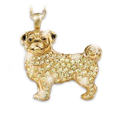 Best In Show Dog Lovers Pug Crystal Pendant Necklace