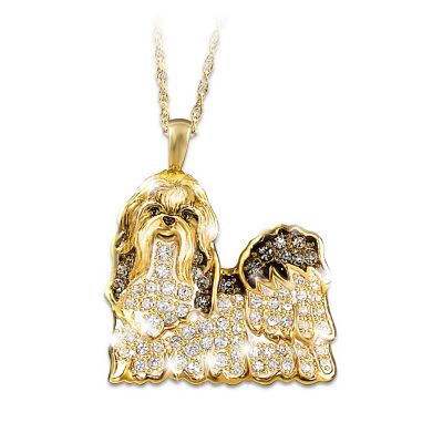 Best In Show Dog Lovers Shih Tzu Crystal Pendant Necklace