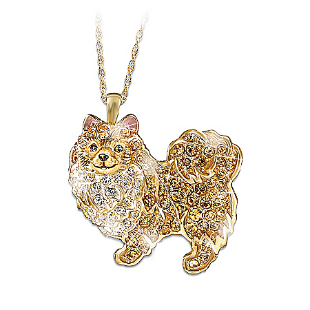 Best In Show Dog Lovers Pomeranian Crystal Pendant Necklace