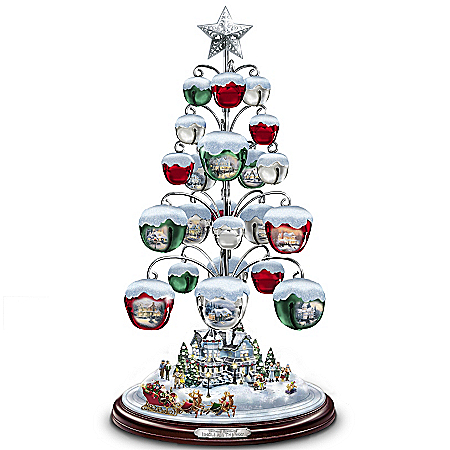 Thomas Kinkade Jingle All The Way Bell Ornament Tabletop Christmas Tree