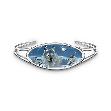 Wolf Art Swarovski Crystal Bracelet: Spirit Of The Wilderness