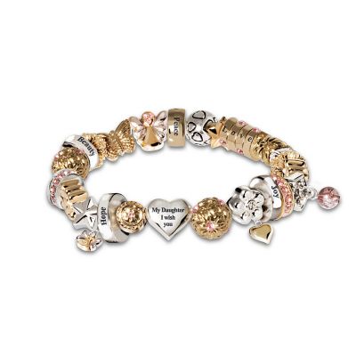 Heartfelt Wishes Swarovski Crystal Daughter Charm Bracelet: My Daughter I Wish You