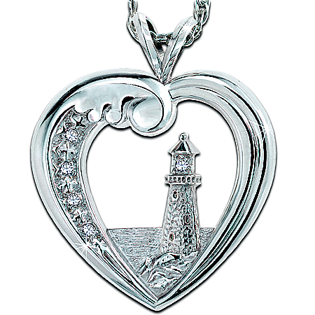Thomas Kinkade Beacon Of Hope Lighthouse Pendant Necklace