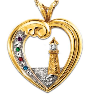 Thomas Kinkade Beacon Of Hope Personalized Lighthouse Pendant Necklace