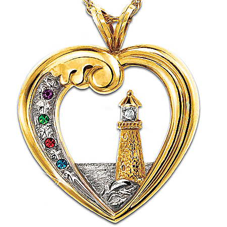 Thomas Kinkade Beacon Of Hope Personalized Lighthouse Pendant Necklace
