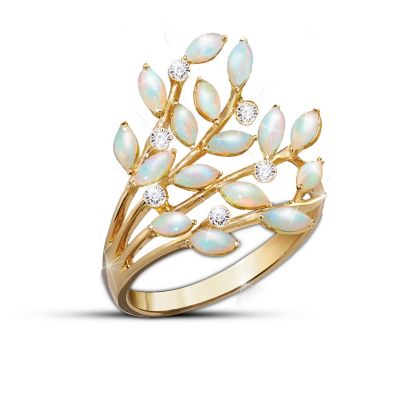 Opal Indulgence Diamond 24K Gold-Plated Ring