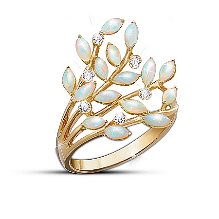 Opal Indulgence Diamond 24K Gold-Plated Ring
