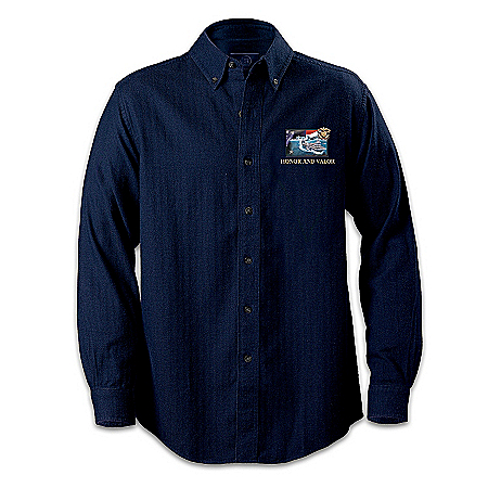 US Navy Embroidered Button Down Shirt: Honor And Valor