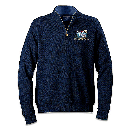 US Navy Honor And Valor Embroidered Sweater