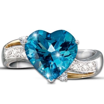 Heart Embrace Blue Topaz & Diamond Ring