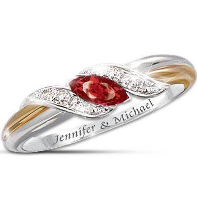 Ruby And Diamond Embrace Personalized Women's Ring