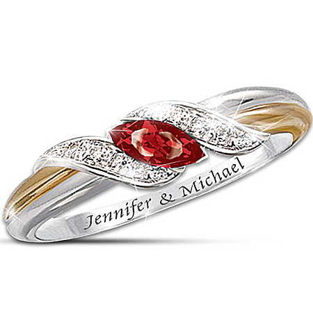 Ruby And Diamond Embrace Personalized Women's Ring