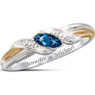 Sapphire And Diamond Embrace Personalized Women's Ring