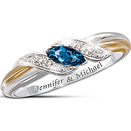Sapphire And Diamond Embrace Personalized Women's Ring