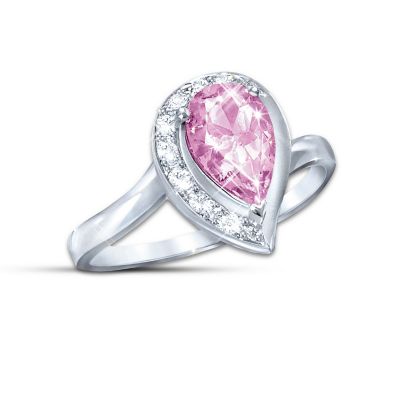 Pear-Shaped Topaz Journey Ring: Lovely In Pink