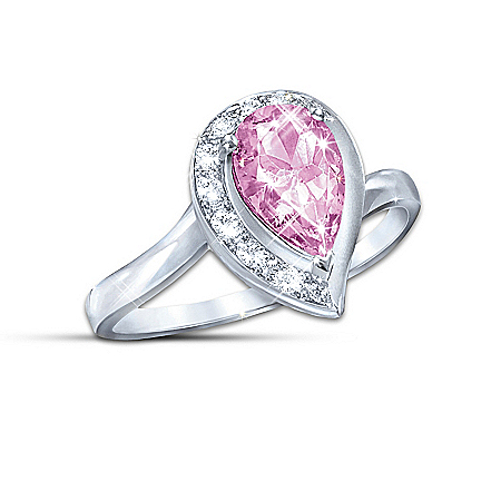 Pear-Shaped Topaz Journey Ring: Lovely In Pink