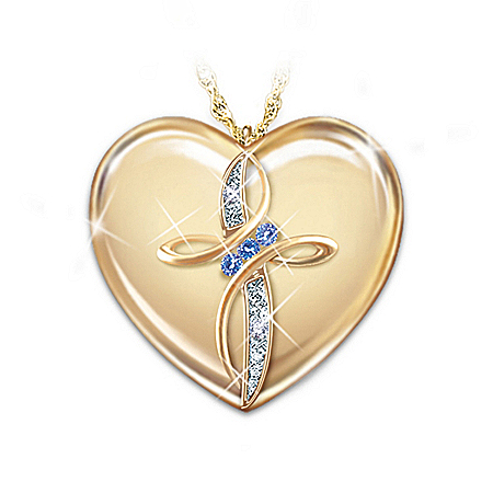 My Daughter, Blessings Always Diamond And Sapphire Pendant Necklace