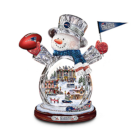 NFL New England Patriots Crystal Snowman Figurine