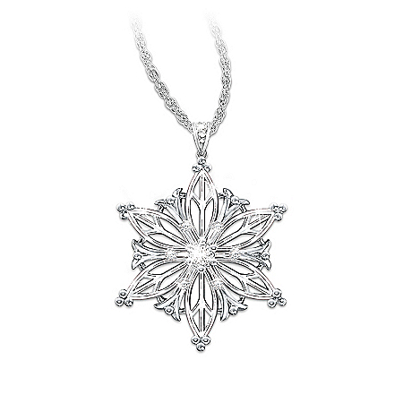 Unique As A Snowflake: Solid Sterling Silver Pendant With A Genuine Solitaire Diamond