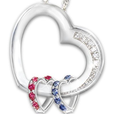 Heart-Shaped Personalized Birthstone And Diamond Pendant Necklace: Forever In My Heart