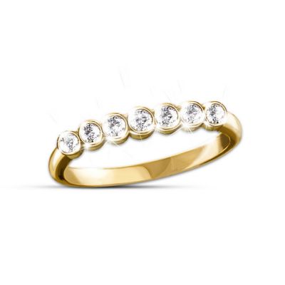 Solid 10k Gold Diamond Women's Ring: Golden Circle Of Love